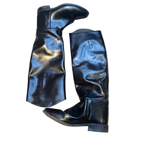 Vintage Black Leather Riding Boots Made in USA Tall Equestrian Size 9 B LCOU913